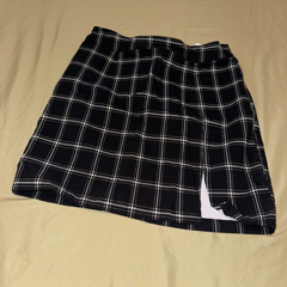 Garage Black Bodycon Plaid Skirt (P/S)